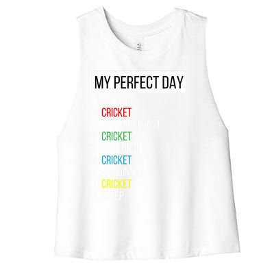 My Perfect Day Cricket Gift Women's Racerback Cropped Tank