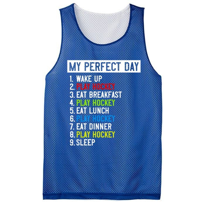 My Perfect Day: Play Hockey All Day Long! Gift Mesh Reversible Basketball Jersey Tank