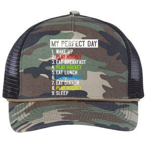 My Perfect Day: Play Hockey All Day Long! Gift Retro Rope Trucker Hat Cap