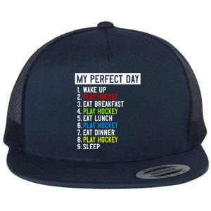 My Perfect Day: Play Hockey All Day Long! Gift Flat Bill Trucker Hat