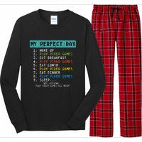 My Perfect Day Play Video Games Funny Gamer Long Sleeve Pajama Set