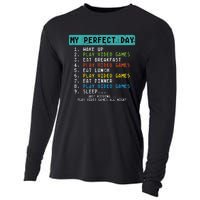 My Perfect Day Play Video Games Funny Gamer Cooling Performance Long Sleeve Crew