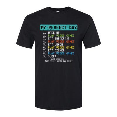 My Perfect Day Play Video Games Funny Gamer Softstyle CVC T-Shirt