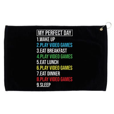 My Perfect Day Video Games Funny Cool Gamer Grommeted Golf Towel