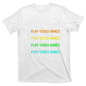 My Perfect Day Video Games  Funny Video Gamer Retro  T-Shirt