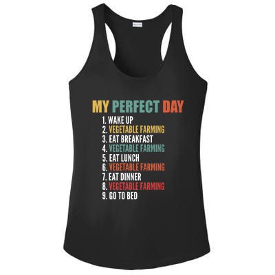 My Perfect Day Funny Vegetable Farming Gift Ladies PosiCharge Competitor Racerback Tank