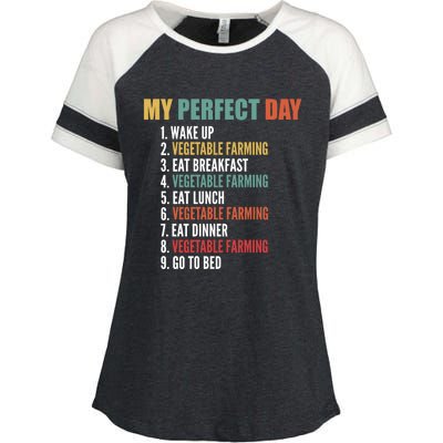 My Perfect Day Funny Vegetable Farming Gift Enza Ladies Jersey Colorblock Tee