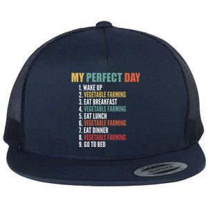 My Perfect Day Funny Vegetable Farming Gift Flat Bill Trucker Hat