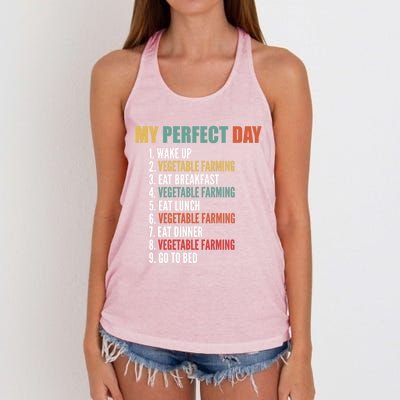 My Perfect Day Funny Vegetable Farming Gift Women's Knotted Racerback Tank