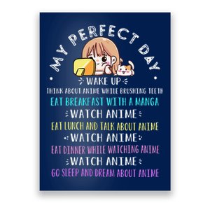 My Perfect Day Watch Anime Manga Lover Gifts Kawaii Cat Poster