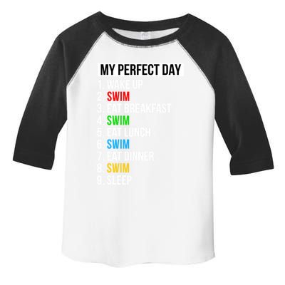 My Perfect Day Swimming Funny Gift Funny Swim Gift Toddler Fine Jersey T-Shirt