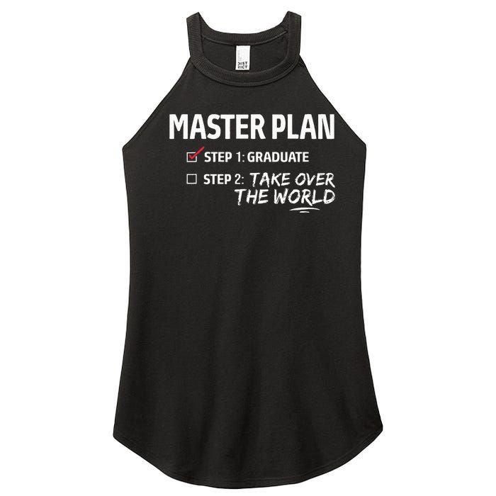 Master Plan Degree Academic Diploma Graduation Mba Graduate Women's Perfect Tri Rocker Tank