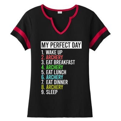 My Perfect Day Bow Archer Bow Hunter Archery Cool Gift Ladies Halftime Notch Neck Tee