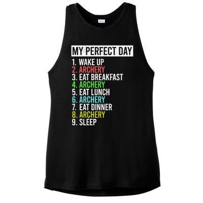 My Perfect Day Bow Archer Bow Hunter Archery Cool Gift Ladies PosiCharge Tri-Blend Wicking Tank