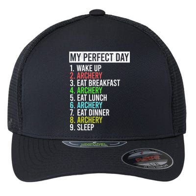 My Perfect Day Bow Archer Bow Hunter Archery Cool Gift Flexfit Unipanel Trucker Cap