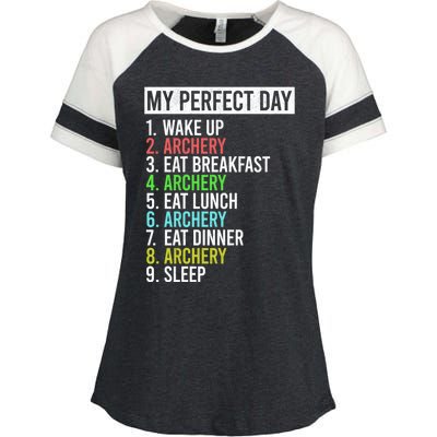 My Perfect Day Bow Archer Bow Hunter Archery Cool Gift Enza Ladies Jersey Colorblock Tee