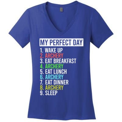 My Perfect Day Bow Archer Bow Hunter Archery Cool Gift Women's V-Neck T-Shirt