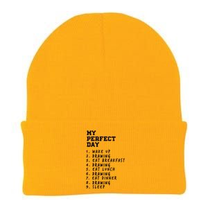 My Perfect Day Drawing Hobby Painting Pastime Funny Sayings Great Gift Knit Cap Winter Beanie