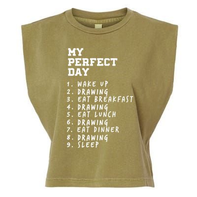 My Perfect Day Drawing Hobby Painting Pastime Funny Sayings Great Gift Garment-Dyed Women's Muscle Tee