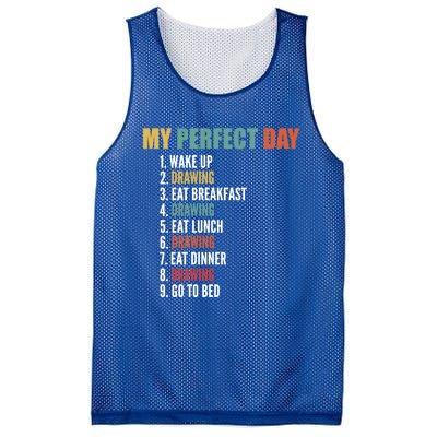 My Perfect Day Fun Drawing Gift Mesh Reversible Basketball Jersey Tank