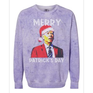 Merry Patricks Day Christmas Joe Biden Santa Hat Ugly Christmas Colorblast Crewneck Sweatshirt