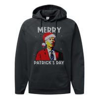 Merry Patricks Day Christmas Joe Biden Santa Hat Ugly Christmas Performance Fleece Hoodie