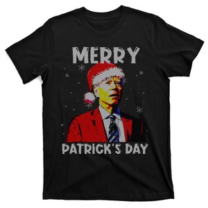 Merry Patricks Day Christmas Joe Biden Santa Hat Ugly Christmas T-Shirt