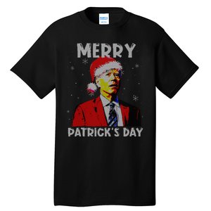 Merry Patricks Day Christmas Joe Biden Santa Hat Ugly Christmas Tall T-Shirt