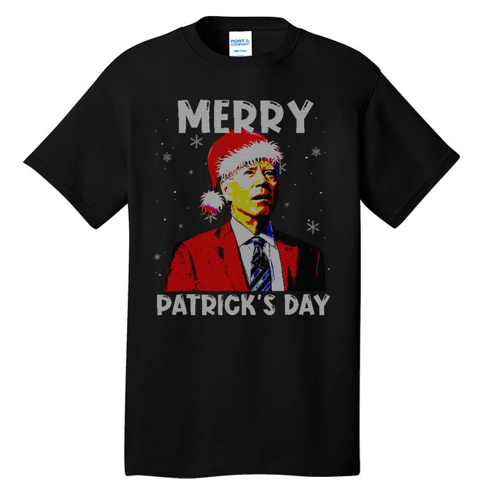 Merry Patricks Day Christmas Joe Biden Santa Hat Ugly Christmas Tall T-Shirt