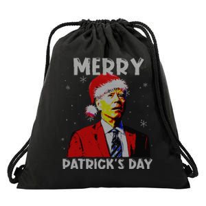 Merry Patricks Day Christmas Joe Biden Santa Hat Ugly Christmas Drawstring Bag