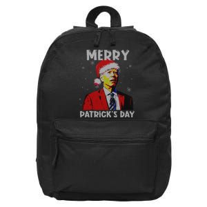 Merry Patricks Day Christmas Joe Biden Santa Hat Ugly Christmas 16 in Basic Backpack