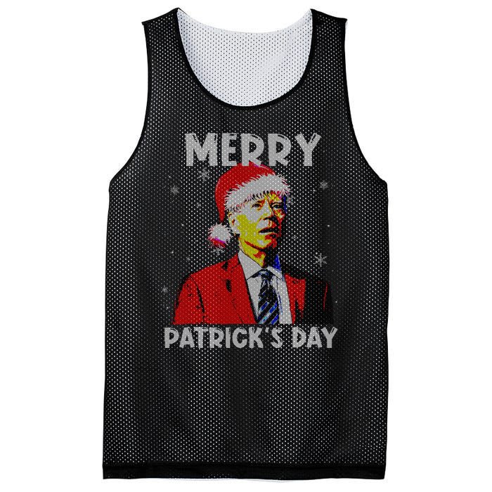 Merry Patricks Day Christmas Joe Biden Santa Hat Ugly Christmas Mesh Reversible Basketball Jersey Tank