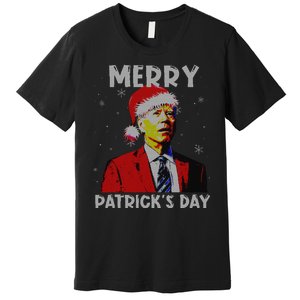 Merry Patricks Day Christmas Joe Biden Santa Hat Ugly Christmas Premium T-Shirt