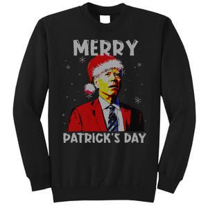 Merry Patricks Day Christmas Joe Biden Santa Hat Ugly Christmas Tall Sweatshirt