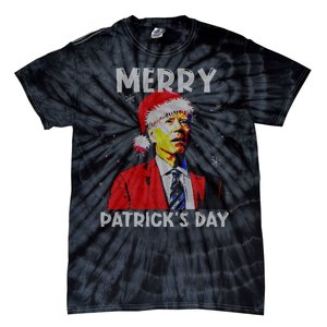 Merry Patricks Day Christmas Joe Biden Santa Hat Ugly Christmas Tie-Dye T-Shirt