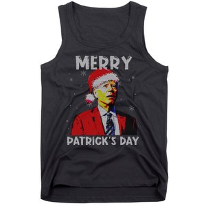 Merry Patricks Day Christmas Joe Biden Santa Hat Ugly Christmas Tank Top