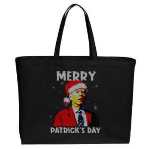 Merry Patricks Day Christmas Joe Biden Santa Hat Ugly Christmas Cotton Canvas Jumbo Tote