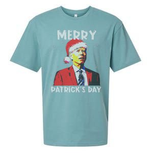 Merry Patricks Day Christmas Joe Biden Santa Hat Ugly Christmas Sueded Cloud Jersey T-Shirt