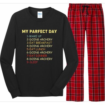 My Perfect Day Start With Archery Funny Gift For Archer Gift Long Sleeve Pajama Set