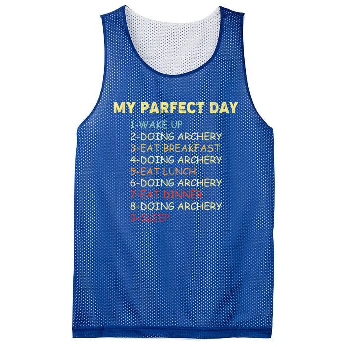 My Perfect Day Start With Archery Funny Gift For Archer Gift Mesh Reversible Basketball Jersey Tank