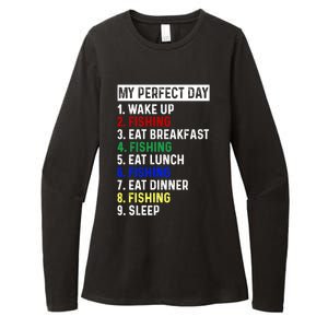 My Perfect Day Fishing Funny Fishing Meaningful Gift Womens CVC Long Sleeve Shirt