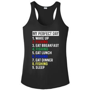 My Perfect Day Fishing Funny Fishing Meaningful Gift Ladies PosiCharge Competitor Racerback Tank