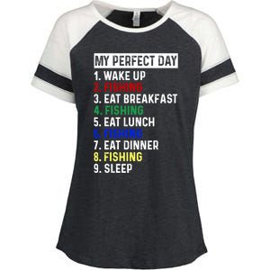 My Perfect Day Fishing Funny Fishing Meaningful Gift Enza Ladies Jersey Colorblock Tee