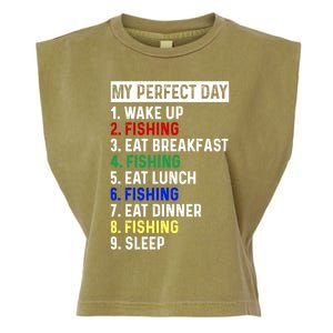 My Perfect Day Fishing Funny Fishing Meaningful Gift Garment-Dyed Women's Muscle Tee