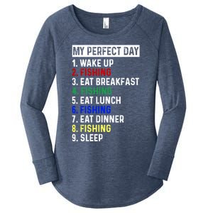 My Perfect Day Fishing Funny Fishing Meaningful Gift Women's Perfect Tri Tunic Long Sleeve Shirt