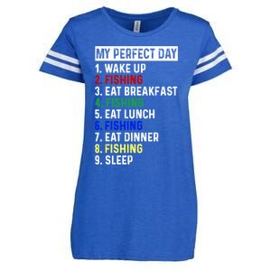 My Perfect Day Fishing Funny Fishing Meaningful Gift Enza Ladies Jersey Football T-Shirt