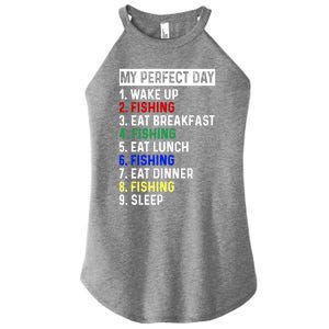 My Perfect Day Fishing Funny Fishing Meaningful Gift Women's Perfect Tri Rocker Tank