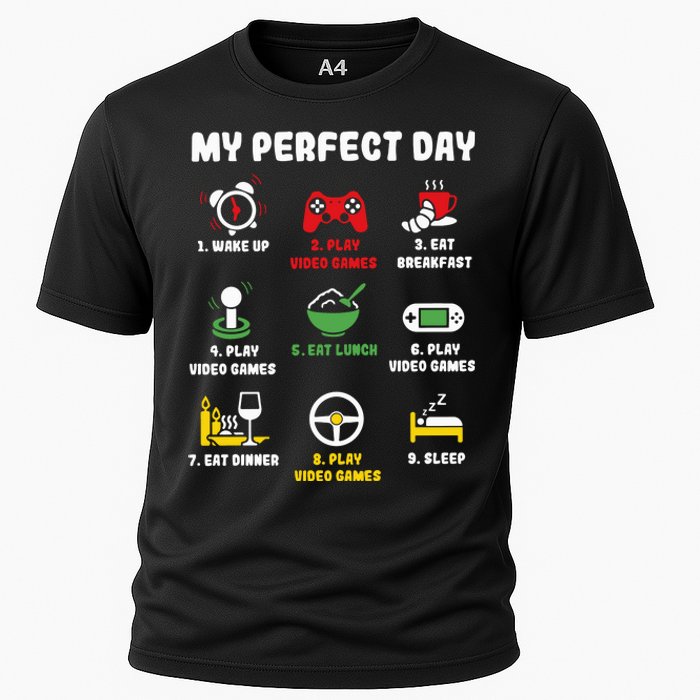 My Perfect Day Gamer Cool Gamer Video Game Cooling Performance Crew T-Shirt