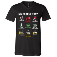 My Perfect Day Gamer Cool Gamer Video Game V-Neck T-Shirt