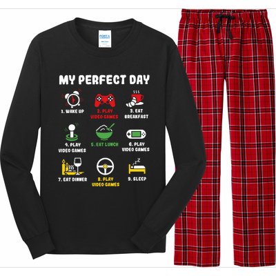 My Perfect Day Gamer Cool Gamer Video Game Long Sleeve Pajama Set